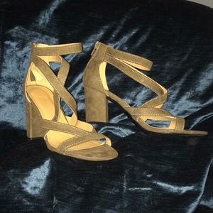 Army green strap heels